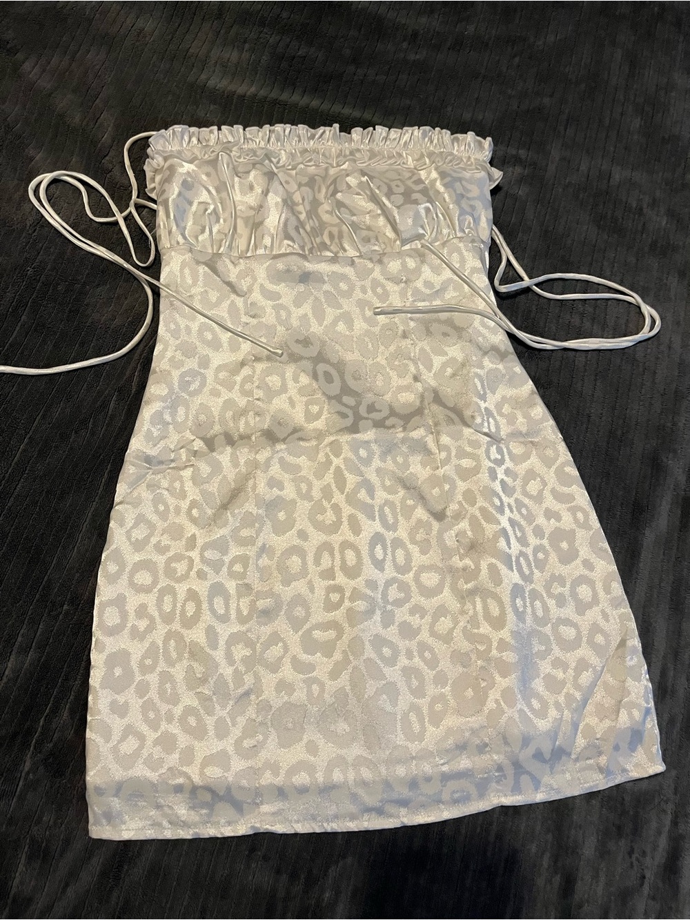 Beginning Boutique White Satin Animal Print Mini Dress | Size 6 | New